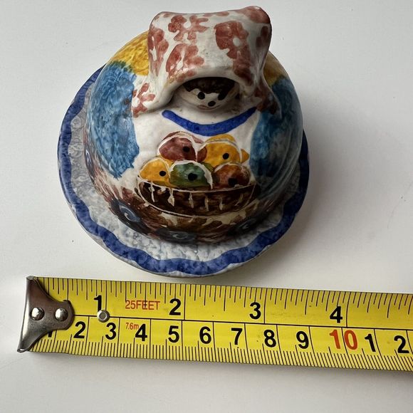 Vtg Italian Pottery Salt Cellar Cottagecore Granny Whimsy‎ Handmade & Painted 4” - Picture 10 of 10